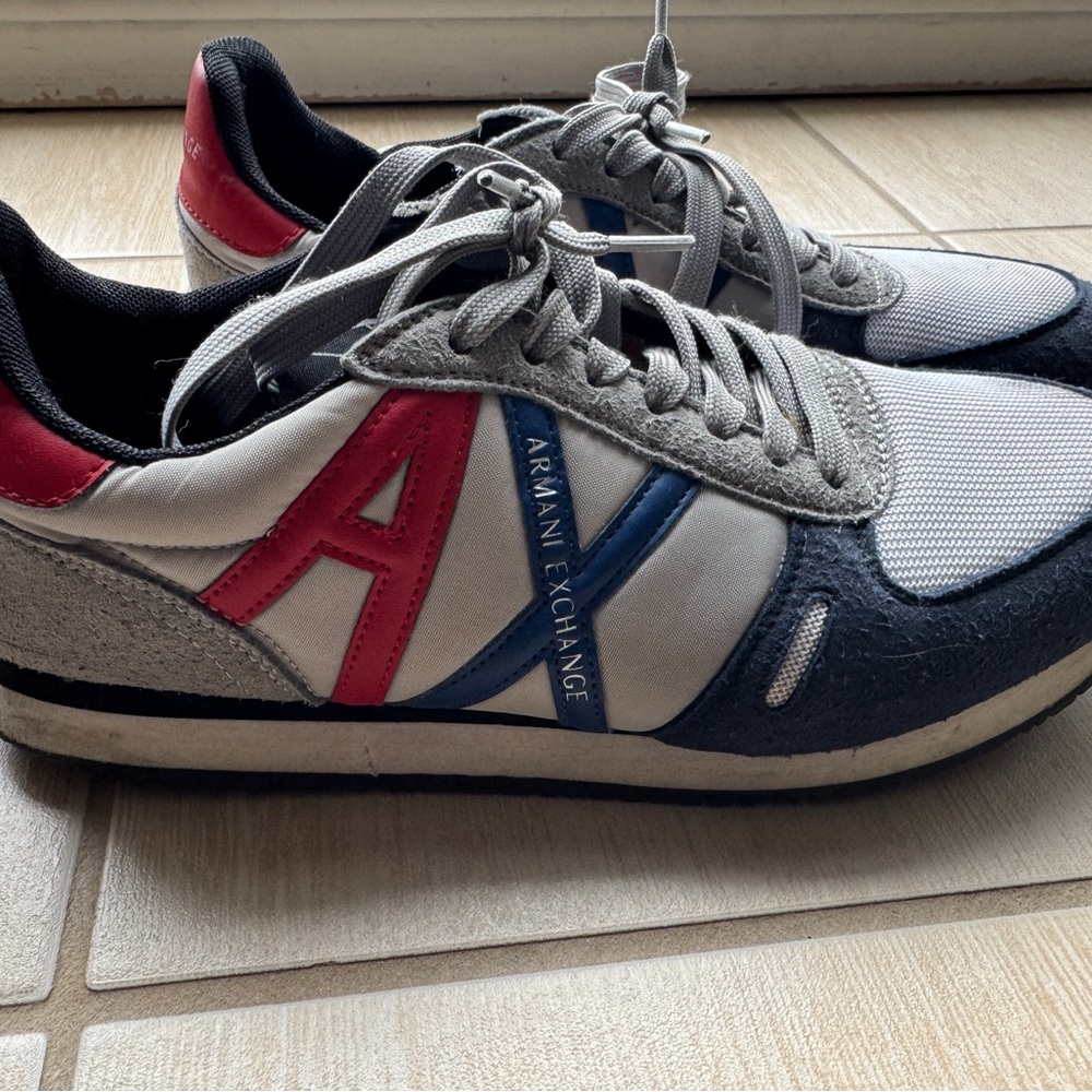 Armani Exchange Red and Blue Retro Sneakers